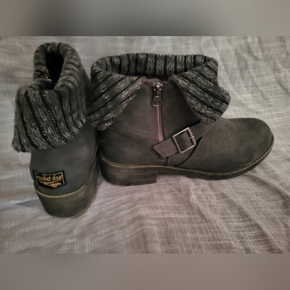 Rocket Dog Bentley Gray Side Zip Booties Cuffed Womens size 10